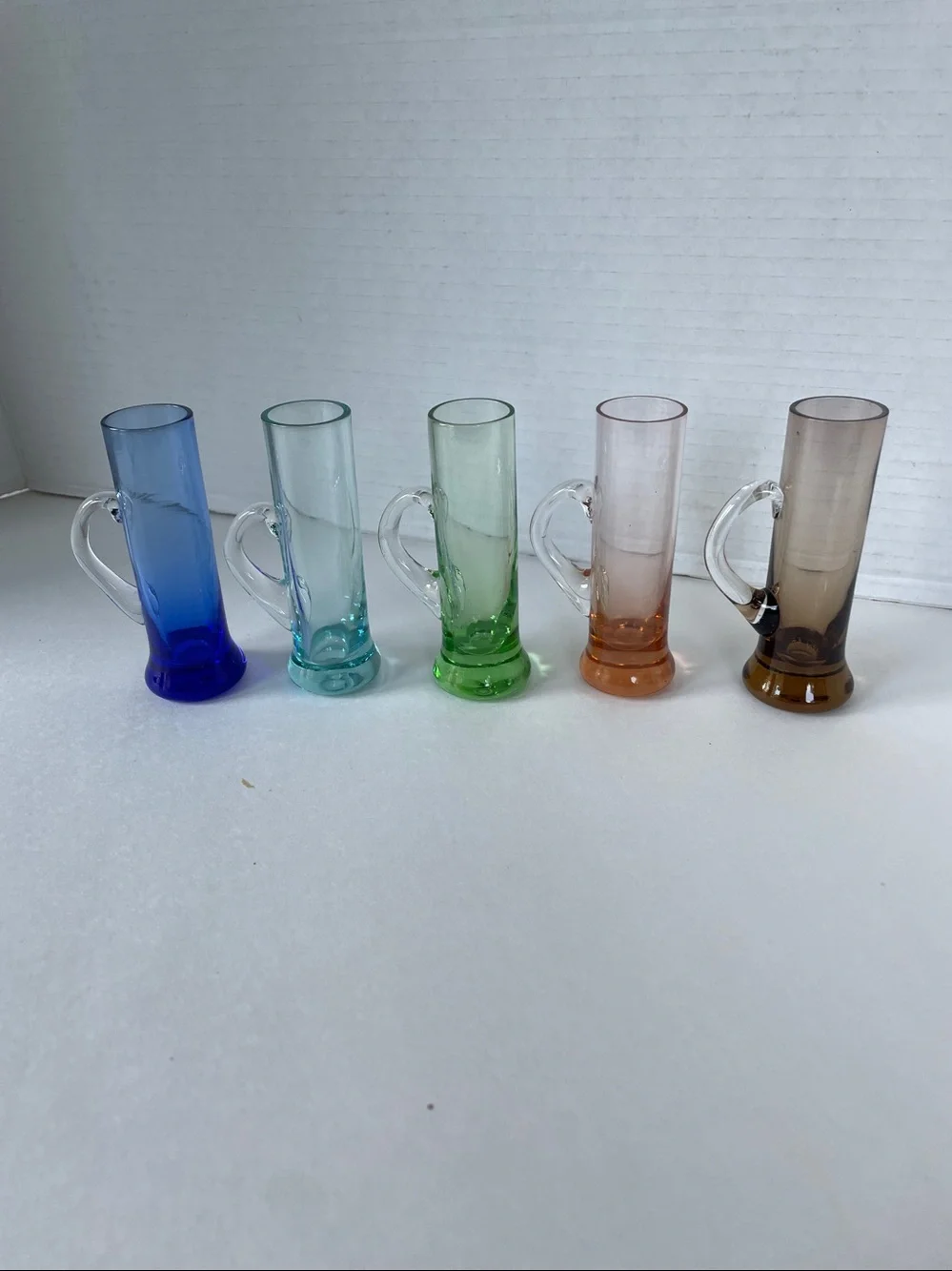 Vintage Hand Blown Colorful Glass Shot cordial Glasses set of 5